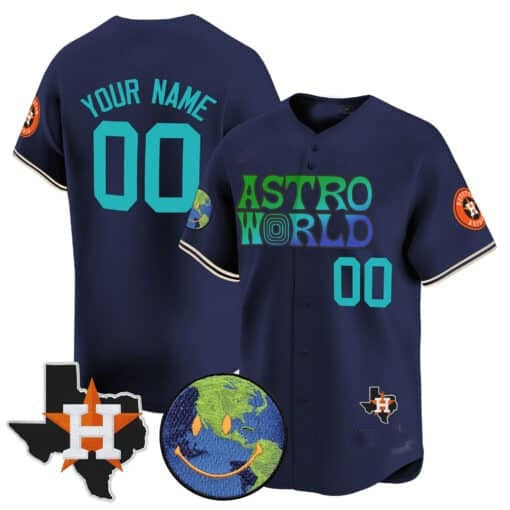 Custom Houston Astros Cactus Jack Astro World Vapor Premier Limited Jersey ¨C Navy REYNOLDS
