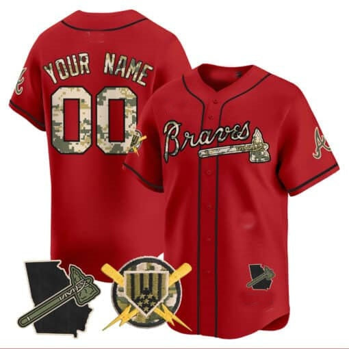 Custom Atlanta Braves Armed Forces Day Vapor Premier Limited Jersey ¨CRed REYNOLDS