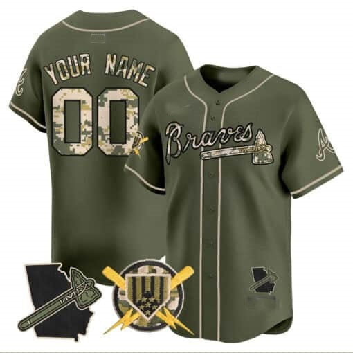 Custom Atlanta Braves Armed Forces Day Vapor Premier Limited Jersey ¨CGreen REYNOLDS