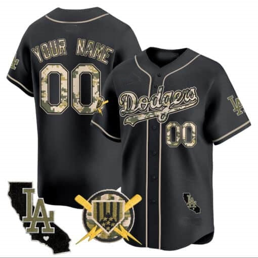 Custom Los Angeles Dodgers Armed Forces Day Vapor Premier Limited Jersey ¨C Black REYNOLDS