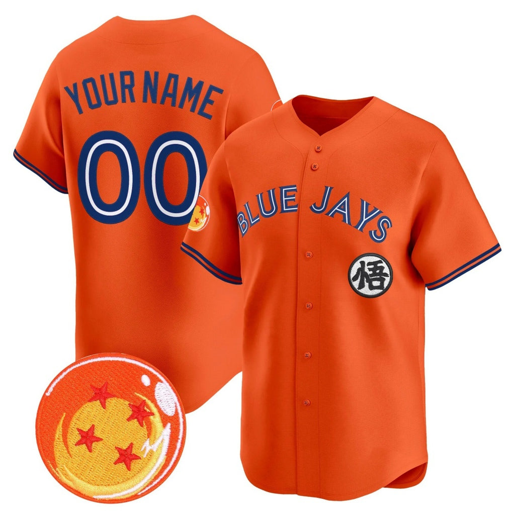 Custom Toronto Blue Jays x Dragon Ball Orange REYNOLDS Vapor Premier Limited Jersey - All Stitched