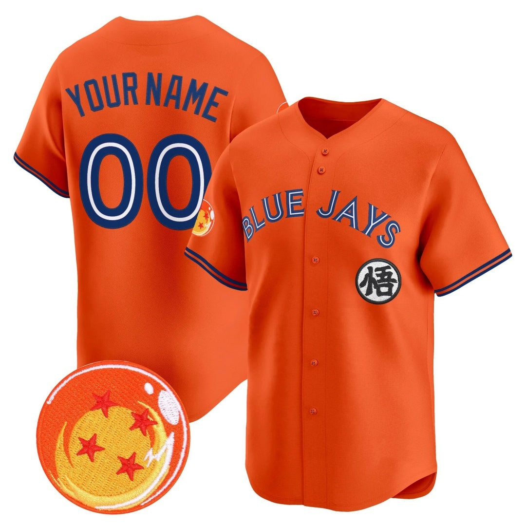 Custom Toronto Blue Jays x Dragon Ball Orange REYNOLDS Vapor Premier Limited Jersey - All Stitched