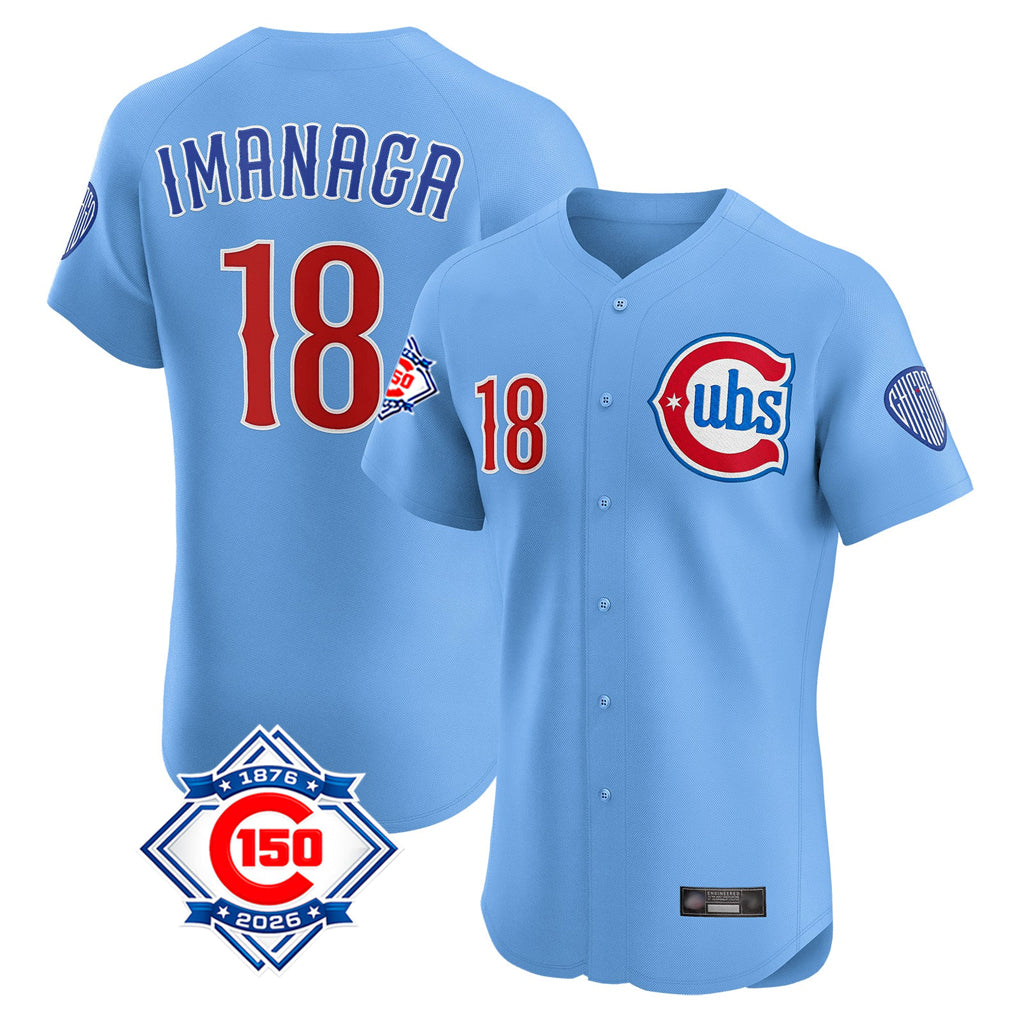 Chicago Cubs #18 Shota Imanaga Player Light Blue REYNOLDS 150th Anniversary Limited Elite Home Stitched Jerseys