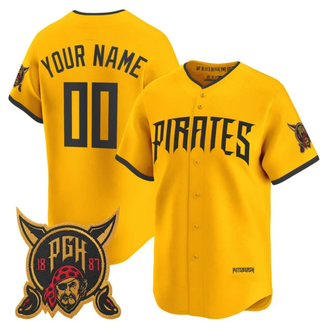 Custom Pittsburgh Pirates Gold REYNOLDS 2026 City Connect Stadium Stitched Jersey