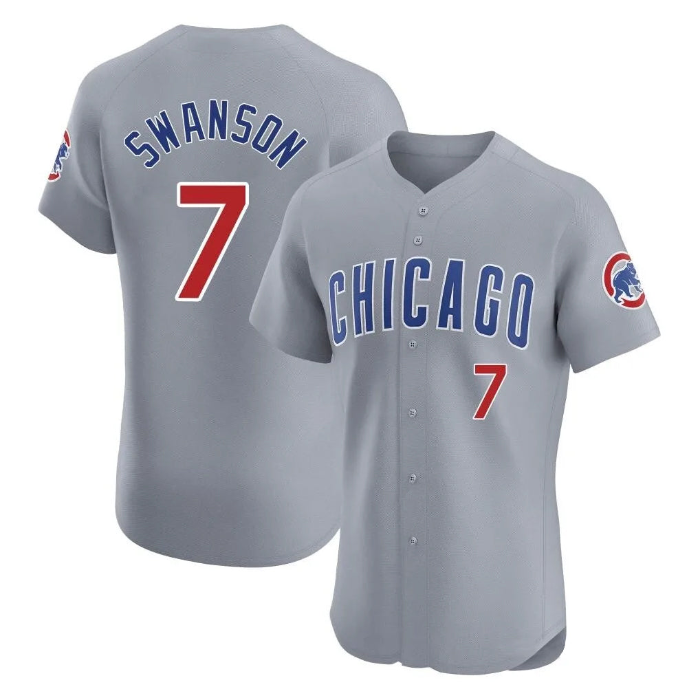 Chicago Cubs #7 Dansby Swanson Player Gray REYNOLDS Road Limited Elite Home Stitched Jerseys