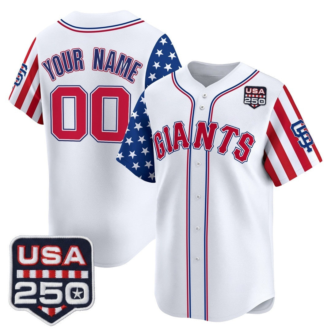 Custom San Francisco Giants America 250 Edition Vapor Premier Limited White REYNOLDS Stitched Jerseys