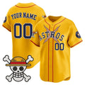 Custom Houston Astros x One Piece Gold REYNOLDS Vapor Premier Limited Jersey - Stitched