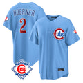 Chicago Cubs #2 Nico Hoerner Player Light Blue REYNOLDS 150th Anniversary Home Game Stitched Jerseys