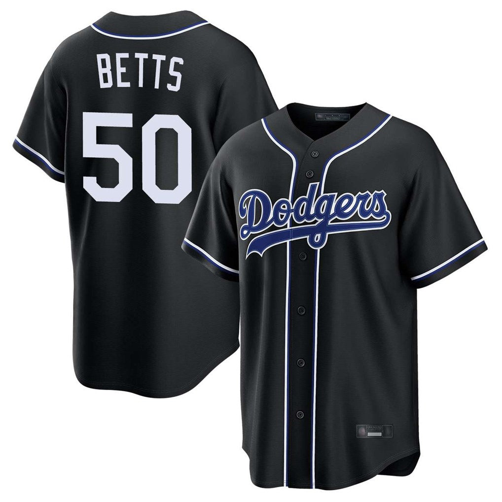 Los Angeles Dodgers #50 Mookie Betts Player Black REYNOLDS Carbon Limited Home Stitched Jerseys