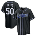 Los Angeles Dodgers #50 Mookie Betts Player Black REYNOLDS Carbon Limited Home Stitched Jerseys