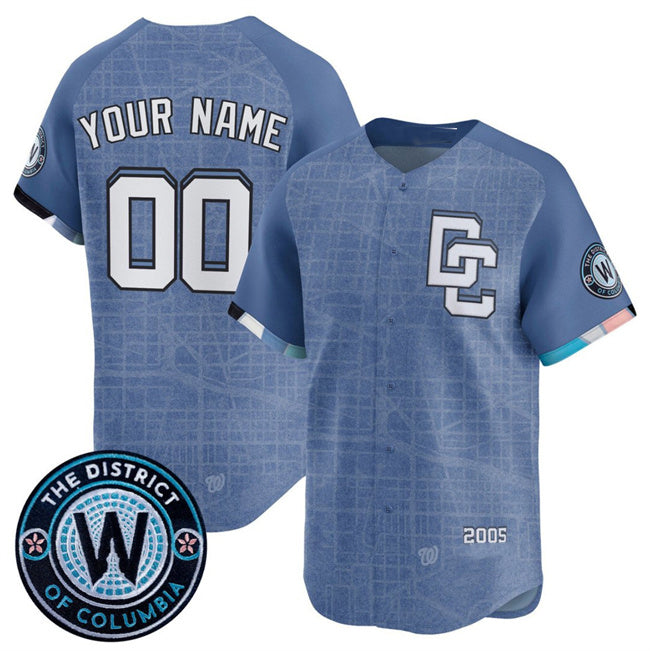 Custom Washington Nationals draft PLAYER Blue REYNOLDS 2025 City Connect Limited Stitched Jersey
