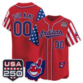 Custom Cleveland Indians Red REYNOLDS America 250 Edition Vapor Premier Limited Jersey - All Stitched