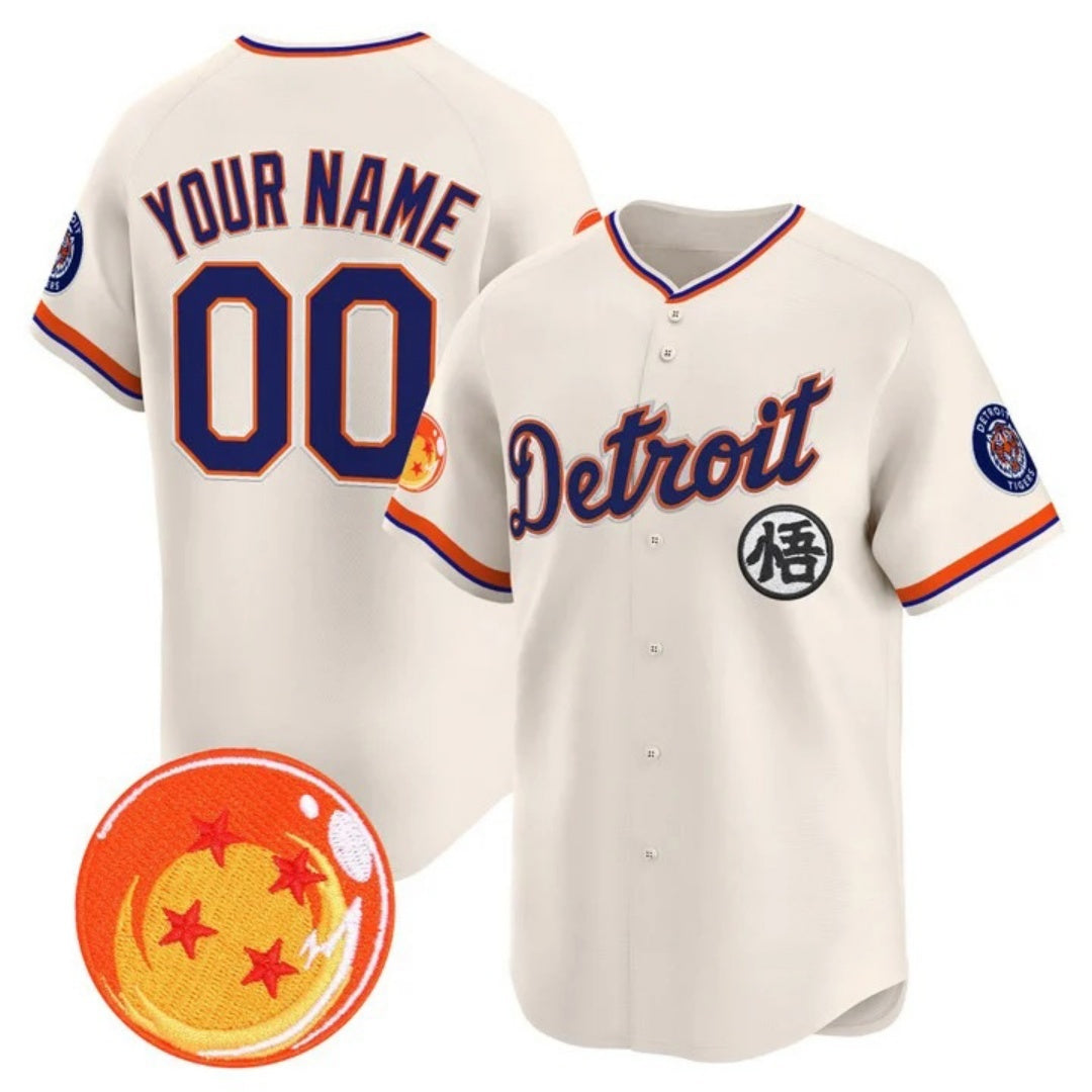 Custom Detroit Tigers x Dragon Ball Cream REYNOLDS Vapor Premier Limited Jersey - All Stitched