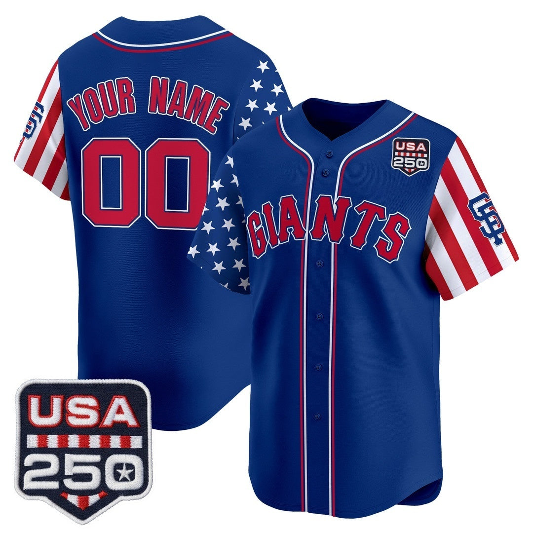 Custom San Francisco Giants America 250 Edition Vapor Premier Limited Royal REYNOLDS Stitched Jerseys