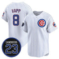 Chicago Cubs #8 lan Happ White REYNOLDS Pinstripe 'Ryne Sandberg Tribute' Vapor Limited V2 Stitched Jersey