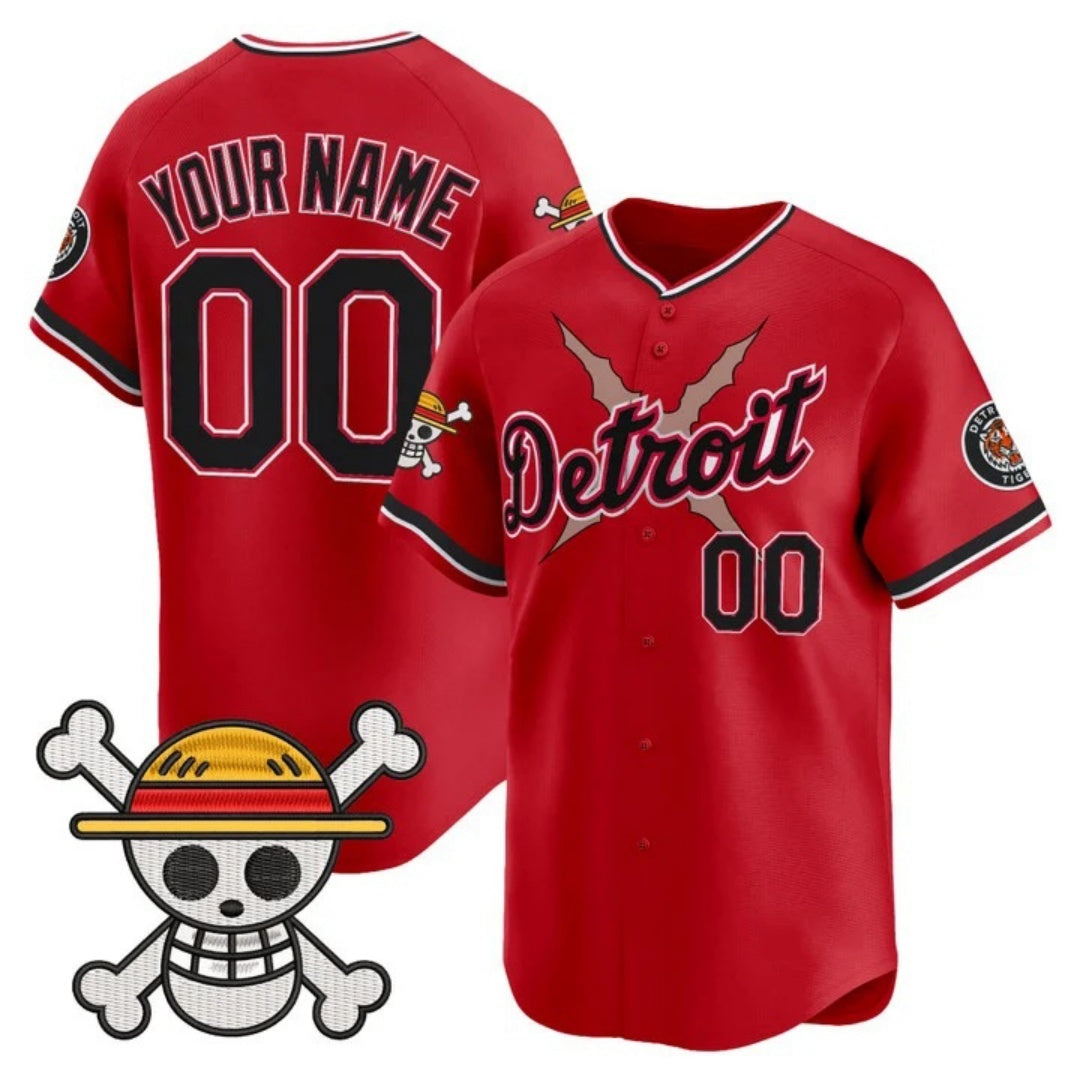 Custom Detroit Tigers x One Piece Red REYNOLDS Vapor Premier Limited Jersey - Stitched