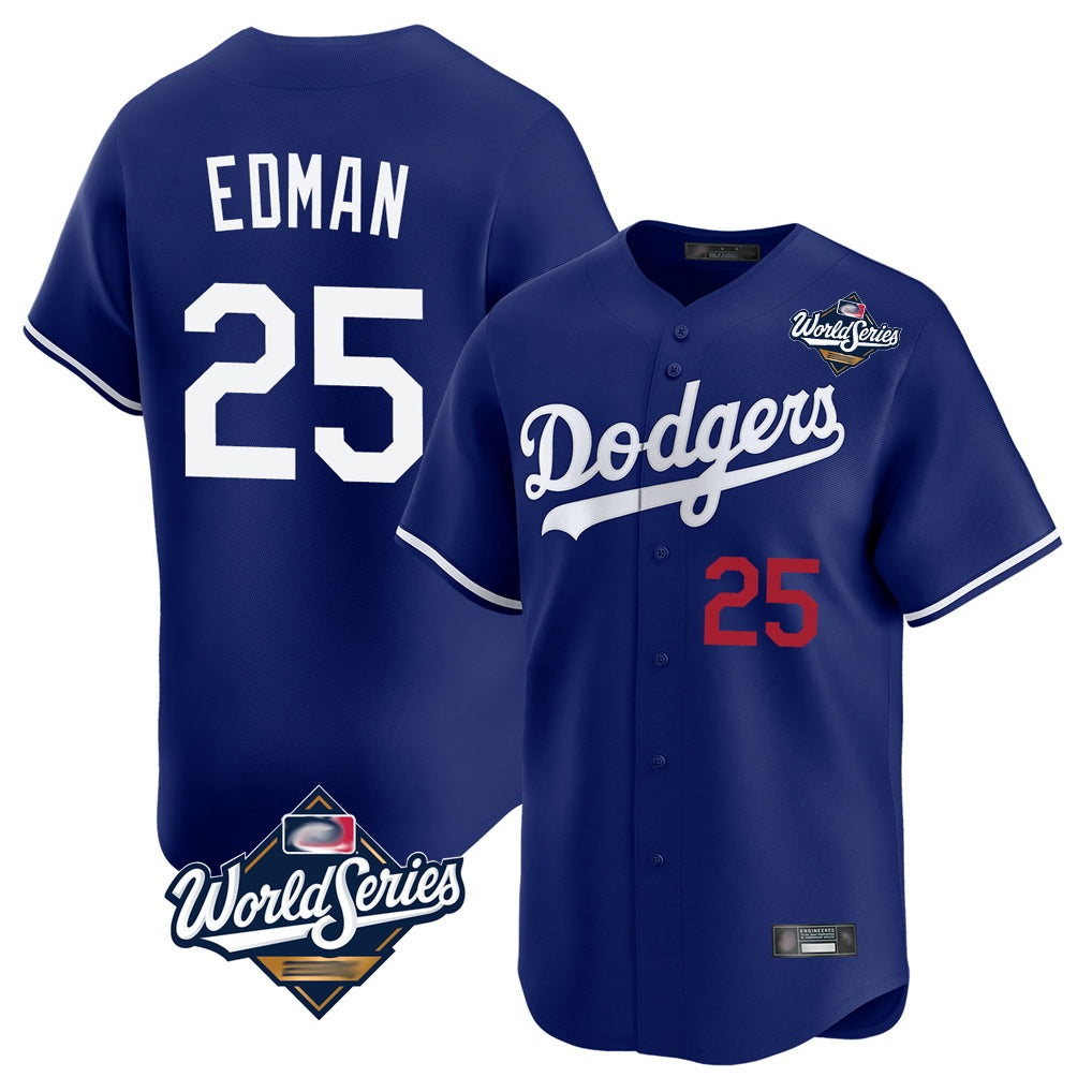 Los Angeles Dodgers #25 Tommy Edman Player Royal REYNOLDS World Series Limited Home Stitched Jerseys