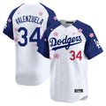 Los Angeles Dodgers #34 Fernando Valenzuela Player White-Royal REYNOLDS Tokyo Series Vapor Premier Limited Stitched Jerseys