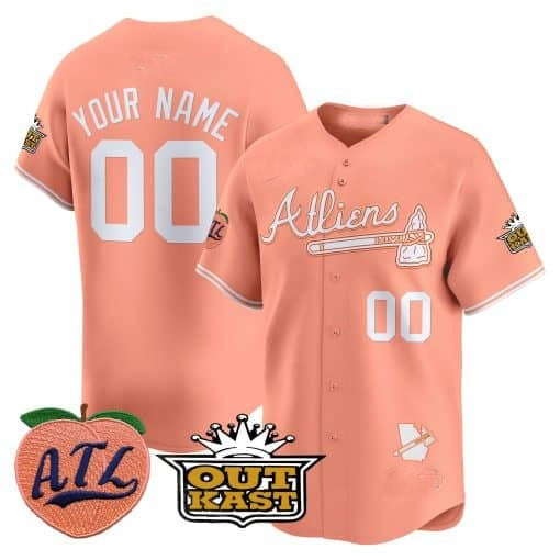 Custom Atlanta Braves Atliens & Peach Vapor Premier Limited Jersey ¨C All Stitched-Peach REYNOLDS