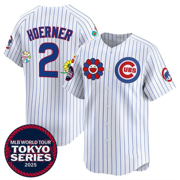 Chicago Cubs #2 Nico Hoerner White REYNOLDS 2025 Tokyo Series Limited Stitched Jersey
