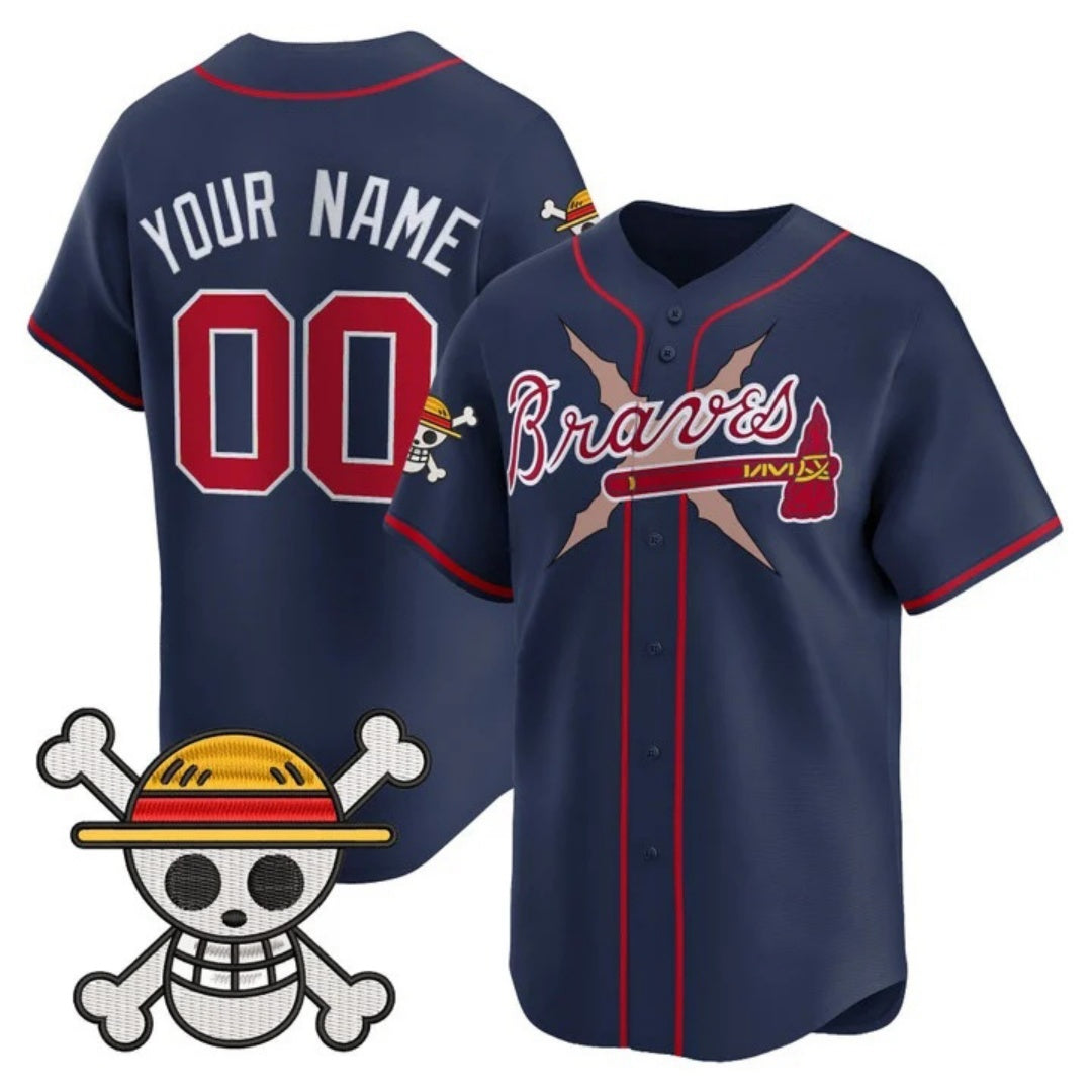Custom Atlanta Braves x One Piece Navy REYNOLDS Vapor Premier Limited Jersey - Stitched