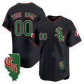 Custom Chicago White Sox Mexico Vapor Premier Limited Jersey ¨C Illinois Patch ¨C Black REYNOLDS