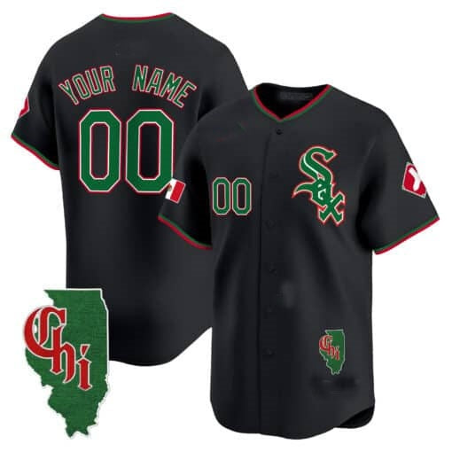 Custom Chicago White Sox Mexico Vapor Premier Limited Jersey ¨C Illinois Patch ¨C Black REYNOLDS