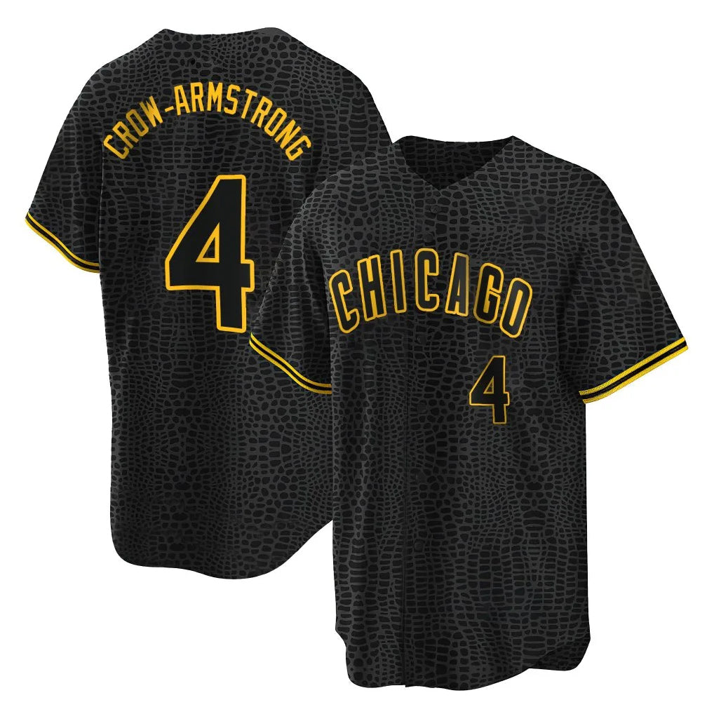 Chicago Cubs #4 Pete Crow-Armstrong Player Black REYNOLDS Snake Skin City Game Stitched Jerseys