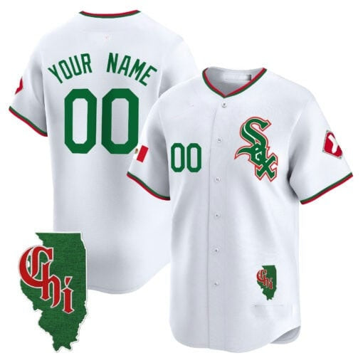 Custom Chicago White Sox Mexico Vapor Premier Limited Jersey ¨C Illinois Patch ¨C White REYNOLDS