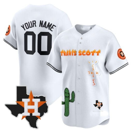 Custom Houston Astros Cactus Jack Patch Vapor Premier Limited Jersey V9 ¨C White REYNOLDS