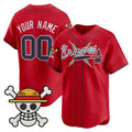 Custom Atlanta Braves x One Piece Red REYNOLDS Vapor Premier Limited Jersey - Stitched