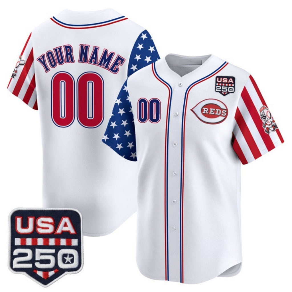 Custom Cincinnati Reds America 250 Edition Vapor Premier Limited White REYNOLDS Stitched Jerseys