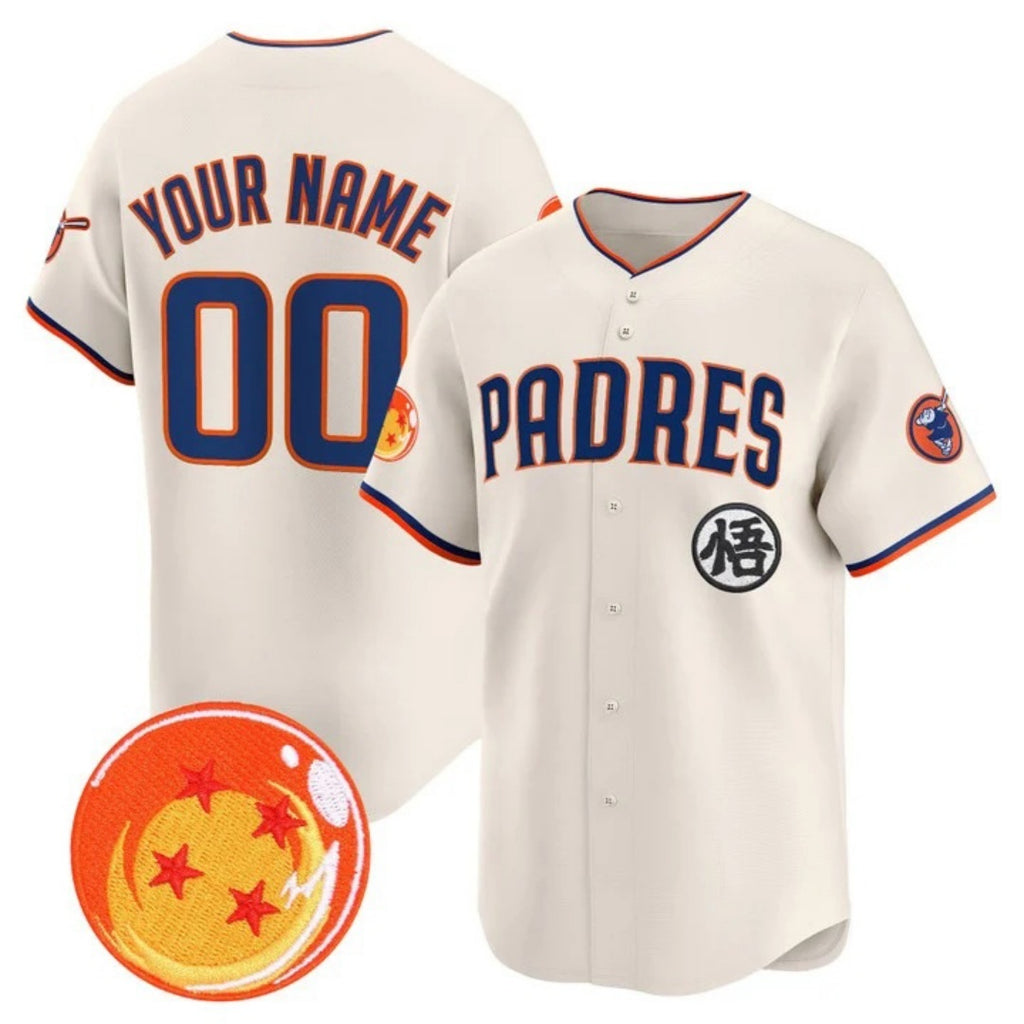 Custom San Diego Padres x Dragon Ball Cream REYNOLDS Vapor Premier Limited Jersey - All Stitched