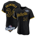 Los Angeles Dodgers #34 Fernando Valenzuela Player Black REYNOLDS World Series Snake Skin City Limited Elite Home Stitched Jerseys