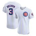 Chicago Cubs #3 Alex Bregman Player White REYNOLDS Limited Elite Home Game Stitched Jerseys