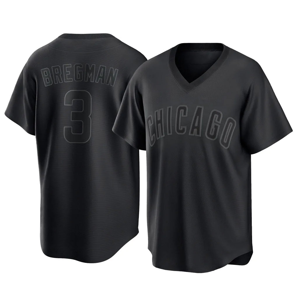 Chicago Cubs #3 Alex Bregman Player Black REYNOLDS T-shirt Home Game Stitched Jerseys