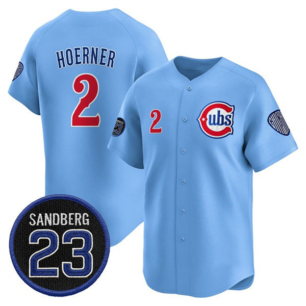 Chicago Cubs #2 Nico Hoerner Blue REYNOLDS 'Ryne Sandberg Tribute' Vapor Limited V2 Stitched Jersey