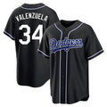 Los Angeles Dodgers #34 Fernando Valenzuela Player Black REYNOLDS Carbon Limited Home Stitched Jerseys