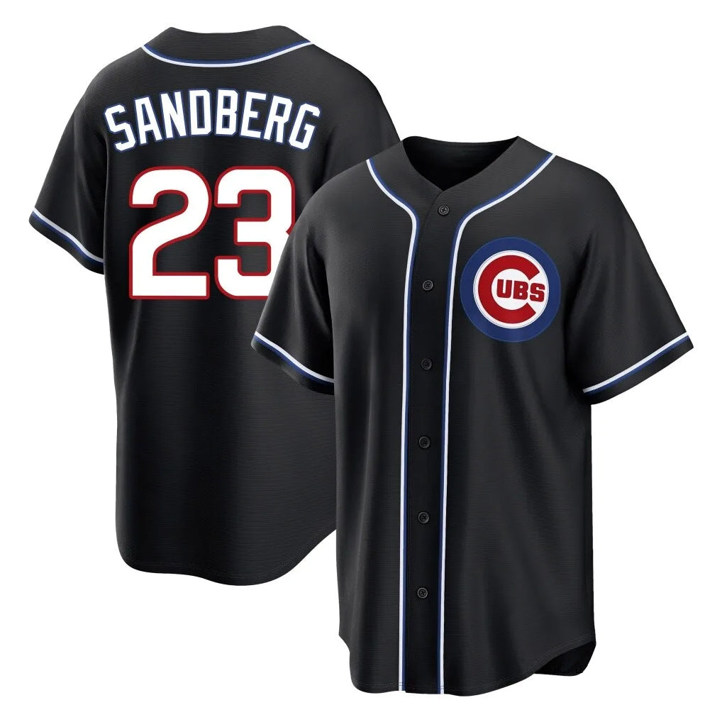 Chicago Cubs #23 Ryne Sandberg Player Black REYNOLDS Fashion Out Game Stitched Jerseys