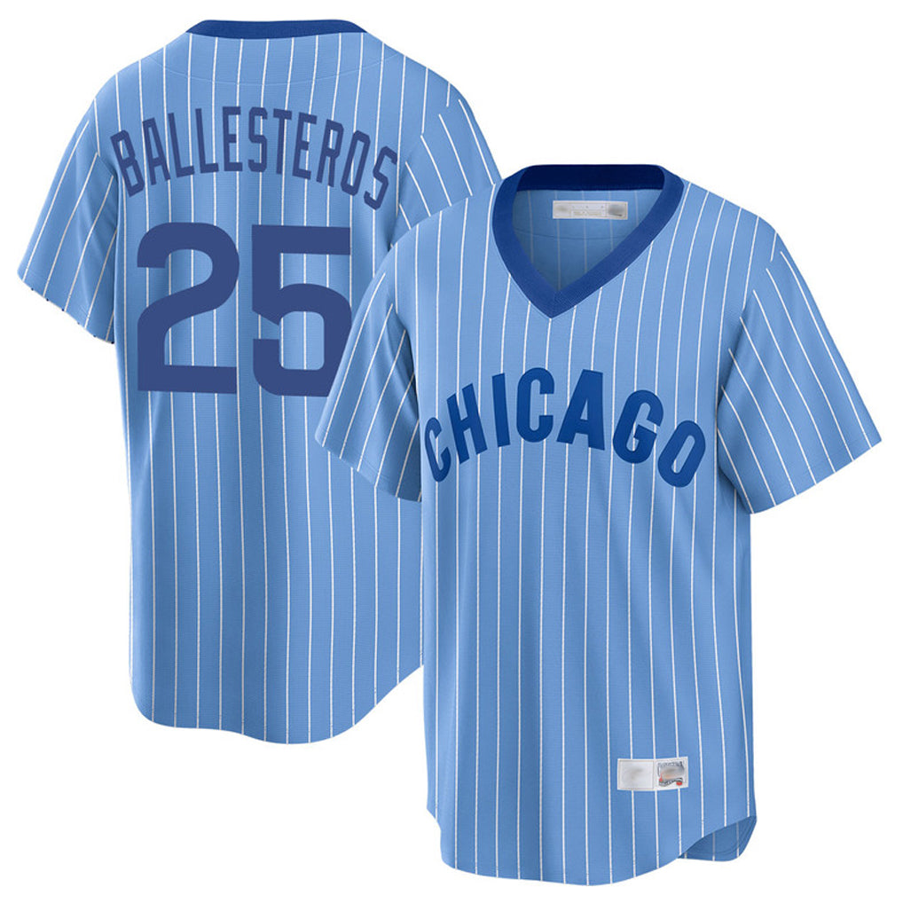 Chicago Cubs #25 Moises Ballesteros Player Blue REYNOLDS T-shirt Cooperstown Collection Limited Stitched Jerseys