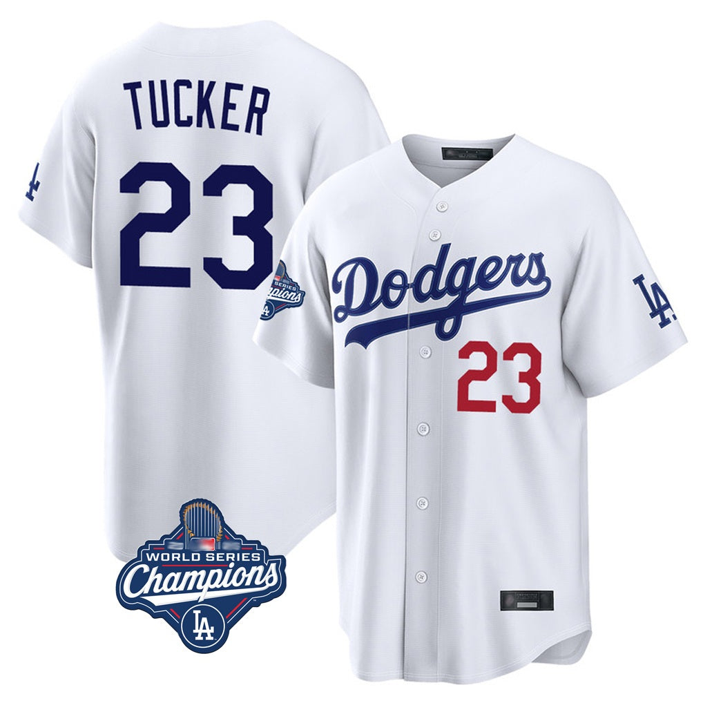 Los Angeles Dodgers #23 Kyle Tucker Player White REYNOLDS World Series Meet Home Game Stitched Jerseys