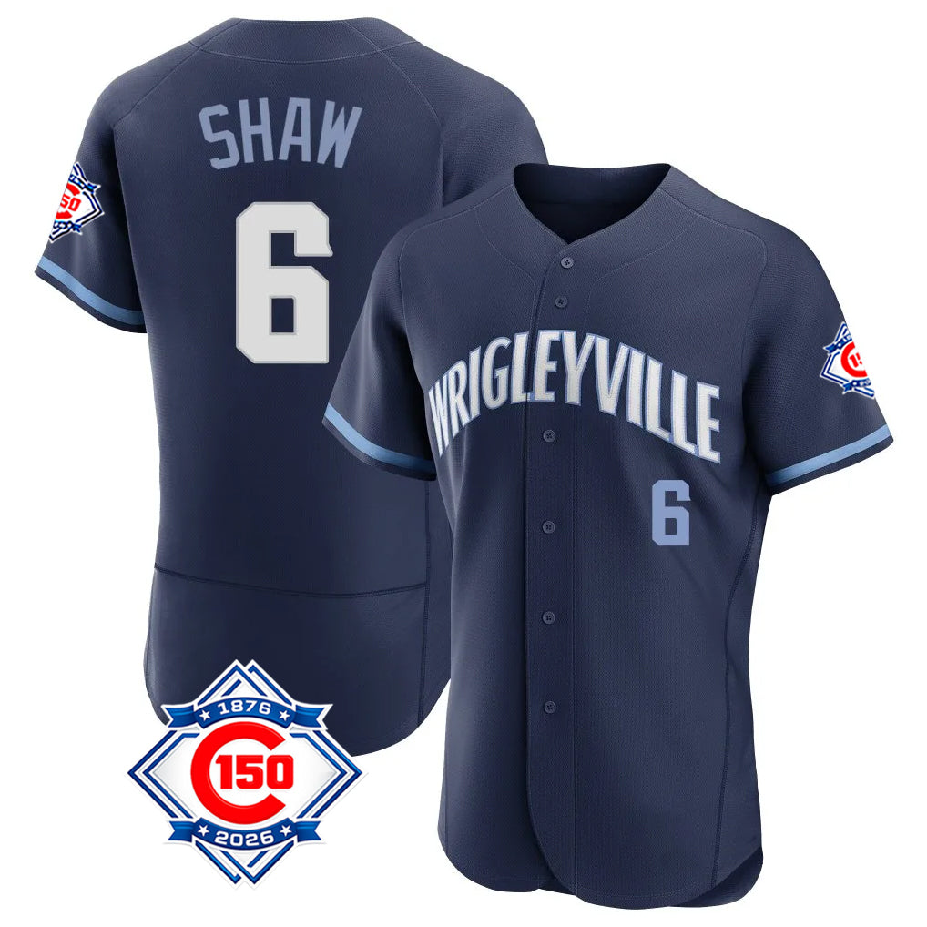 Chicago Cubs #6 Matt Shaw Player Navy REYNOLDS City Connect 150th Anniversary Limited Elite Home Stitched Jerseys
