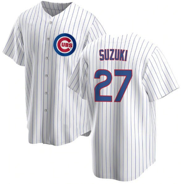 Chicago Cubs #27 Seiya Suzuki White REYNOLDS Cool Base Stitched Jersey