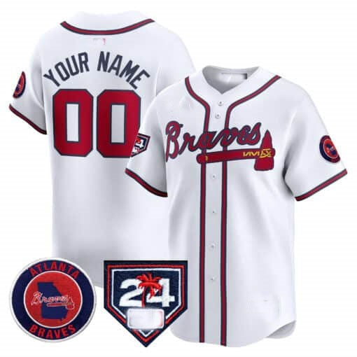 Custom Atlanta Braves 2024 Spring Training Patch Vapor Premier Limited Jersey ¨C White REYNOLDS