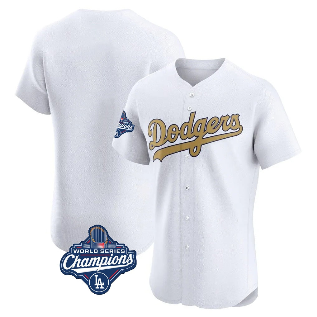 Los Angeles Dodgers Blank Player White Gold REYNOLDS Limited Elite Home World Series Meet Stitched Jerseys