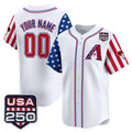 Custom Arizona Diamondbacks America 250 Edition Vapor Premier Limited White REYNOLDS Stitched Jerseys