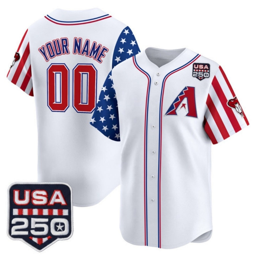 Custom Arizona Diamondbacks America 250 Edition Vapor Premier Limited White REYNOLDS Stitched Jerseys