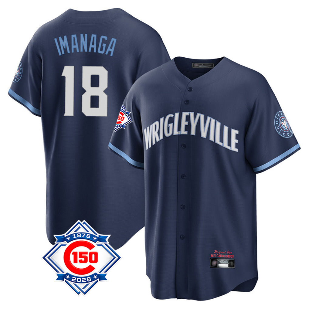 Chicago Cubs #18 Shota Imanaga Player Navy REYNOLDS 150th Anniversary City Connect Home Game Stitched Jerseys