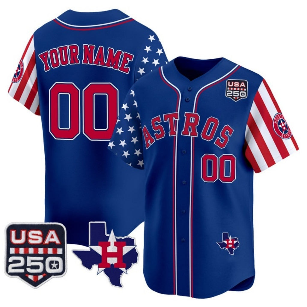 Custom Houston Astros America 250 Edition Vapor Premier Limited Royal REYNOLDS Stitched Jerseys