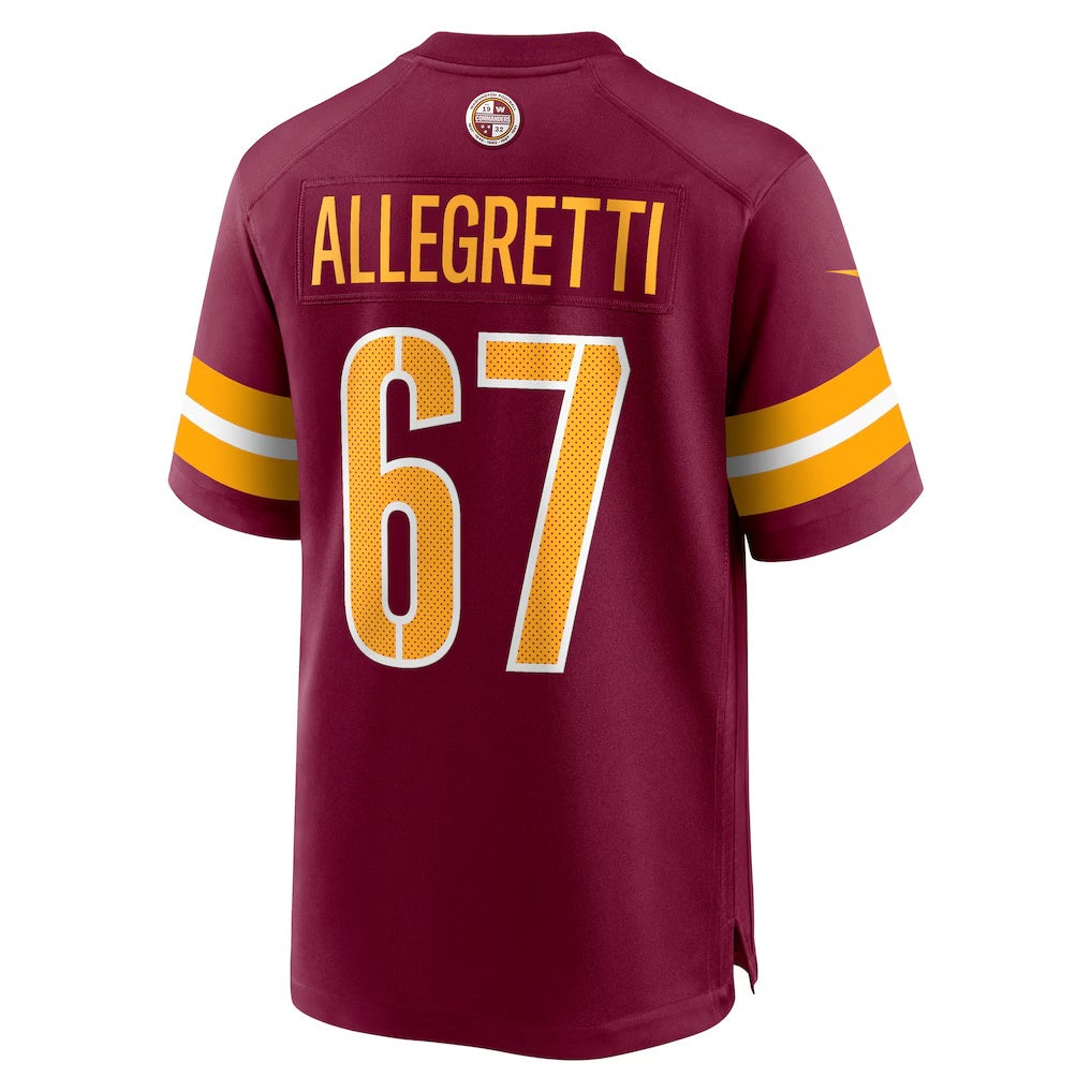 W.Commanders #67 Nick Allegretti Burgundy REYNOLDS Game Jersey